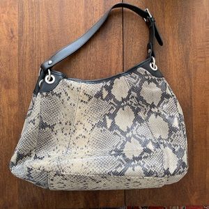 L. Credo snakeskin leather hobo black beige hobo